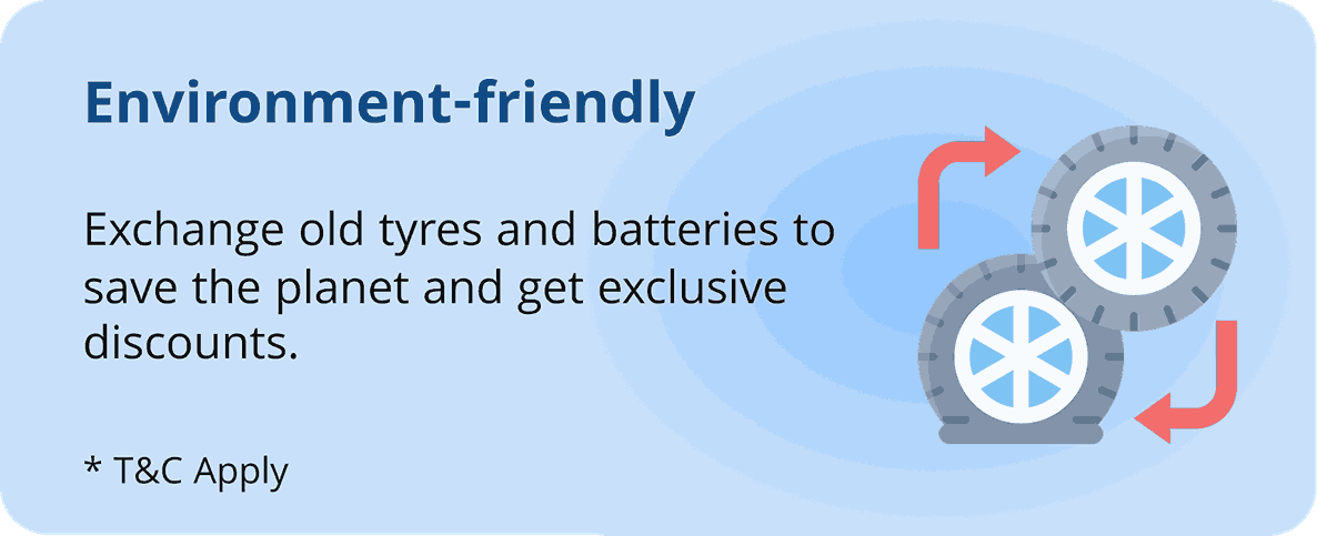 Exchange offer on Car tyres and batteries